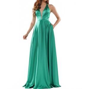NEW COLORS DRESS a-line satin gown in emerald